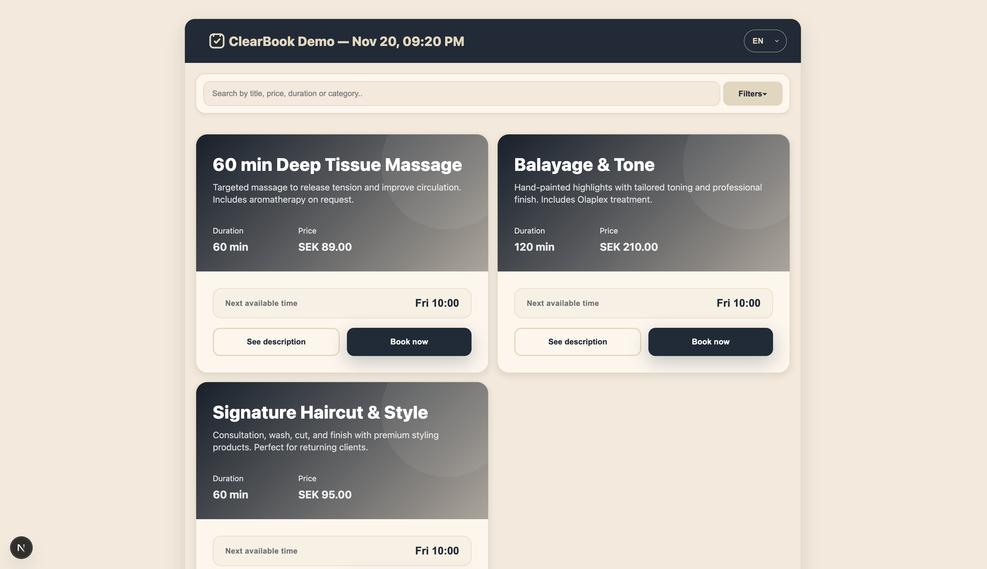 Public service list experience