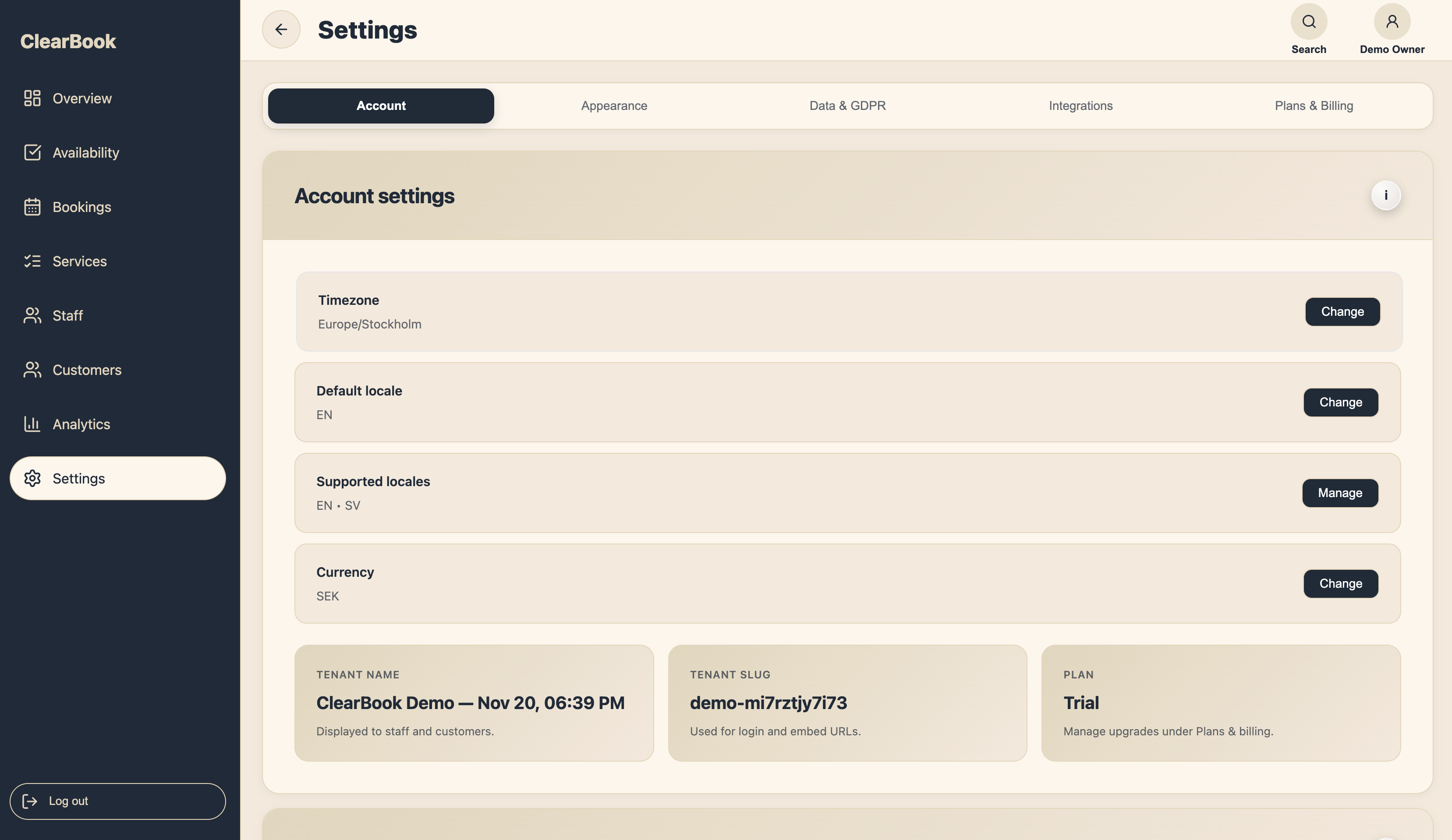 Account settings & localization